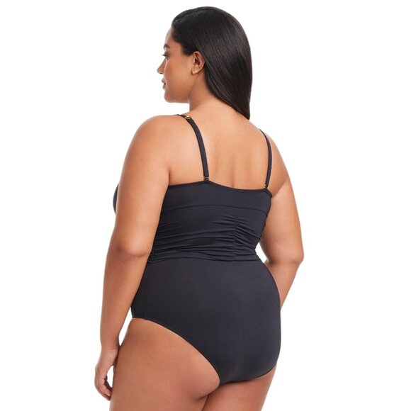 Bleu By Rod Beattie Plus Size One Piece Plunge Plunging Neck Swimsuit Black 16W - Picture 6 of 6
